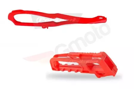 Kit guide chaîne + patin de bras oscillant POLISPORT rouge Honda - 90607