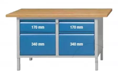 Pracovní stůl 1500 mm Série E 1500 Model 105 E 2 zásuvky 2 skříňky-1