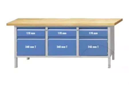 Stół warsztatowy 2000 mm E 2000 Model 123 E 3 szafki 3 szuflady - 510.232