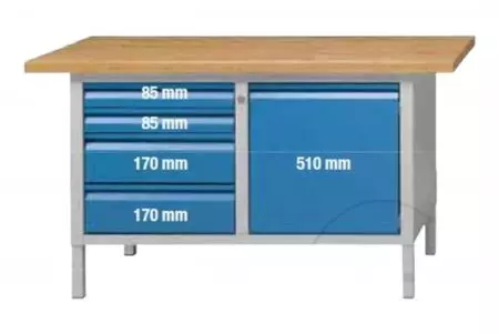 Pracovní stůl 1500 mm E 1500 Model 108 E 4 zásuvky 1 skříňka - 510.072