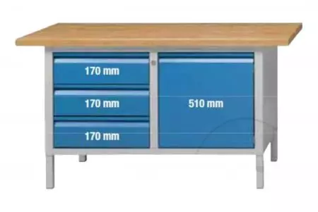 Pracovní stůl 1500 mm E 1500 Model 106 E 3 zásuvky 1 skříňka - 510.016