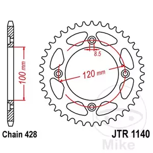 Zadné reťazové koleso JT JTR1140.50, 50z veľkosť 428 - JTR1140.50