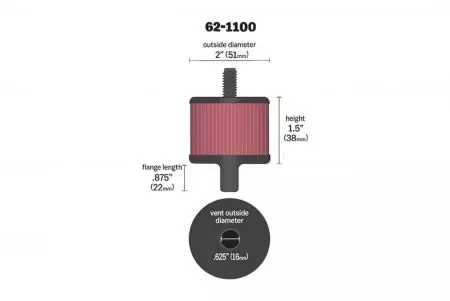 Filter za odzračevanje oljnega sistema K&N 62-1100-2