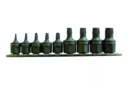 Uppsättning med 9 hylsor för demontering av trasiga skruvar 2-14mm 2-14mm