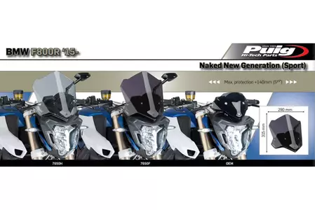 Parabrezza per moto Puig Sport Nakedbike 7650F fortemente oscurato-2