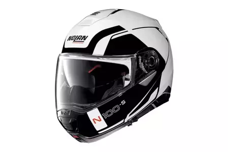 Nolan N100-5 Consistencia N-COM Metal Blanco L casco moto mandíbula-1