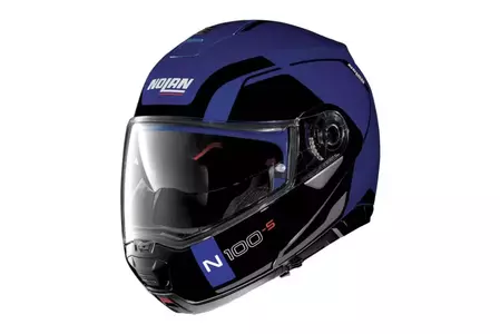 Nolan N100-5 Consistencia N-COM Caimán Plano Azul L casco moto mandíbula-1