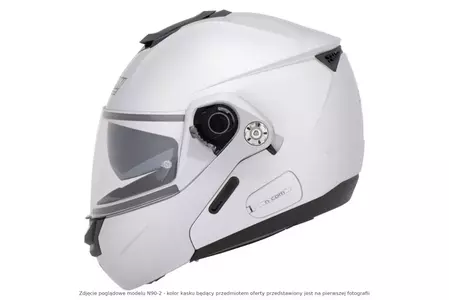 Nolan N90-2 Straton N-COM Metal Blanco L casco moto mandíbula-2