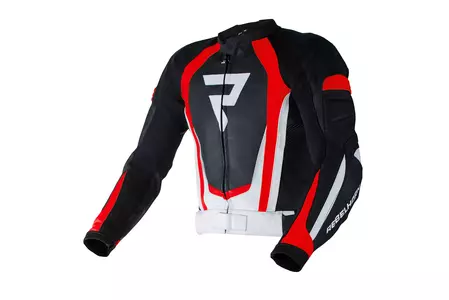 Rebelhorn Piston II Pro chaqueta de moto de cuero negro, blanco y rojo 46-1
