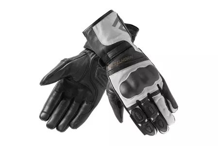 Rebelhorn Patrol Дълги черни/сиви кожени ръкавици за мотоциклет L-3