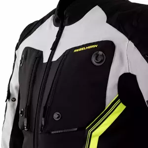 Rebelhorn Borg gris-negro fluo textil chaqueta de moto 3XL-3