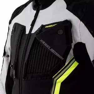 Rebelhorn Borg gris-negro fluo textil chaqueta de moto 3XL-4