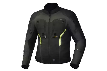 Jachetă de motocicletă Rebelhorn Borg gri închis/negru fluo 4XL din material textil-1
