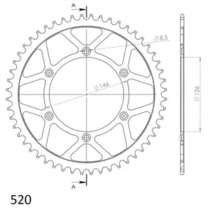 Supersprox bakre kedjehjul stål RFE-808:51 (JTR808.51), storlek 520, svart-2