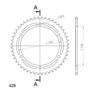 Supersprox bageste tandhjul i stål RFE-463:48 (JTR463.48), størrelse 428, sort-2