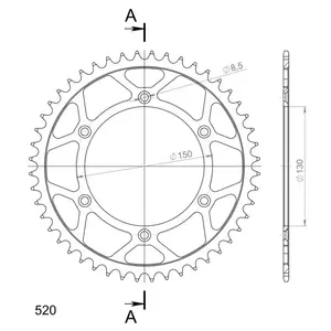Supersprox bakre kedjehjul stål RFE-245:48 (JTR251.48), storlek 520, svart-2