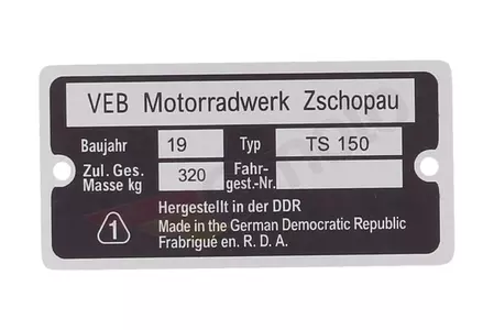 Výrobní štítek MZ TS 150 - 198822
