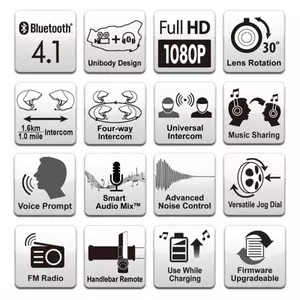Interkom Sena 10C Bluetooth 4.1 zasięg 1600 m z kamerą FullHD (1 zestaw)-9