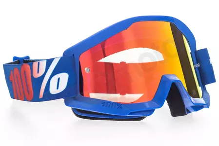 Motorrad Cross Brille Goggle 100% Prozent Strata Nation blau rot verspiegelt-3