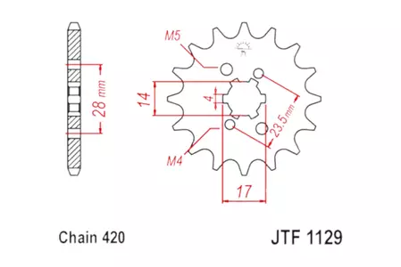 Přední řetězové kolo JT JTF1129.14, 14z velikost 420 - JTF1129.14