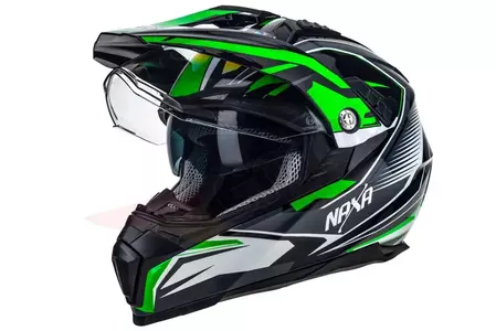 Kask motocyklowy adventure Naxa CO3 biało zielono czarny XS