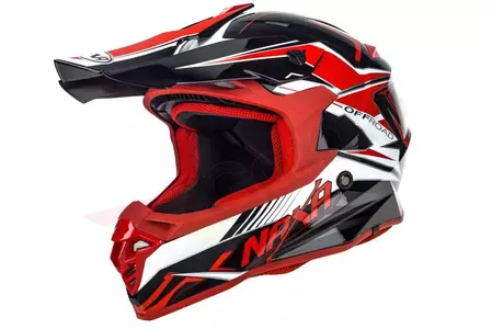 Naxa C9 casco moto cross enduro blanco negro rojo L-1