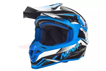 Naxa C9 casco moto cross enduro blanco negro y azul S-2