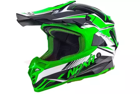 Naxa C9 casco moto cross enduro blanco negro verde L-3