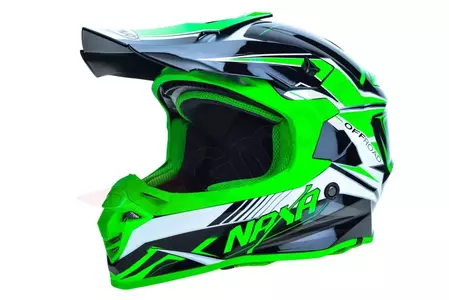 Kask motocyklowy cross enduro Naxa C9 biało czarno zielony XL