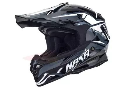Kask motocyklowy cross enduro Naxa C9 biało czarny L