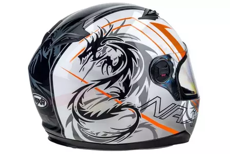 Casco integral de moto Naxa F20 blanco y naranja con graficos XS-6