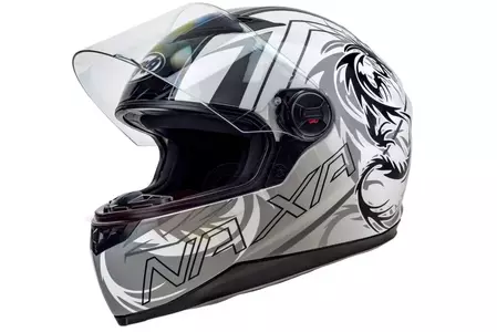 Motociklistička kaciga Naxa F20 full face, bijela i siva, s XL grafikom