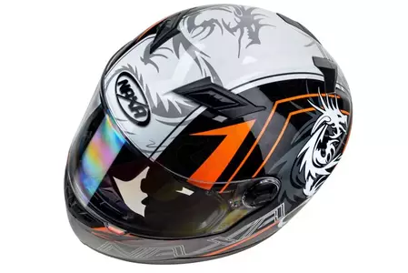 Motociklistička kaciga Naxa F20 full face, narančasta, siva i crna, XS-8