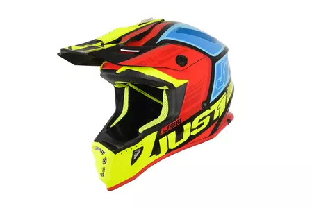 Kask motocyklowy enduro cross JUST1 J38 BLADE czarno-żółto-czerwono-niebieski L