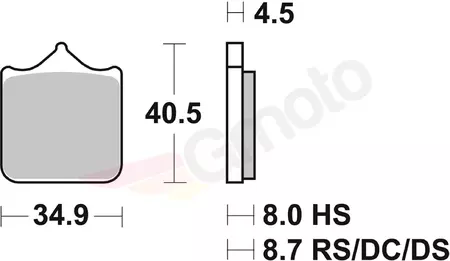 SBS 870HS KH604/4 Street Excel Sinter plaquettes de frein couleur or-2
