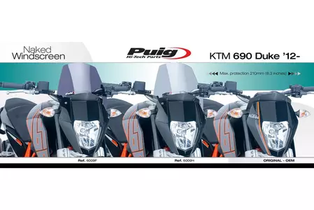 Szyba motocyklowa Puig Sport New Generation Nakedbike 6009F mocno przyciemniana-2