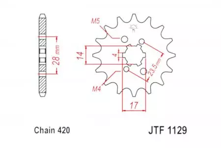 Μπροστινό γρανάζι JT JTF1129.12, 12z μέγεθος 420-2