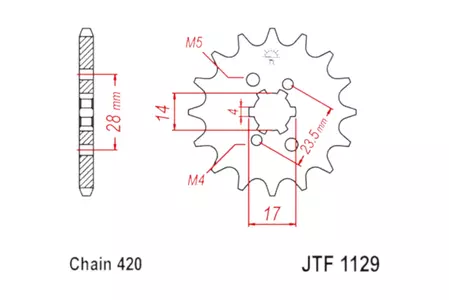 Forreste tandhjul JT JTF1129.13, 13z størrelse 420 - JTF1129.13