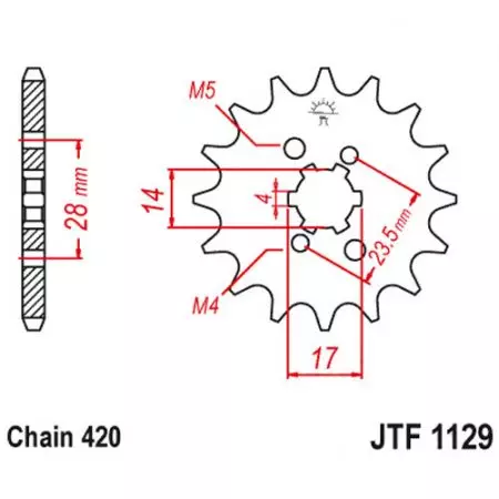Roda dentada dianteira JT JTF1129.13, 13z tamanho 420-2