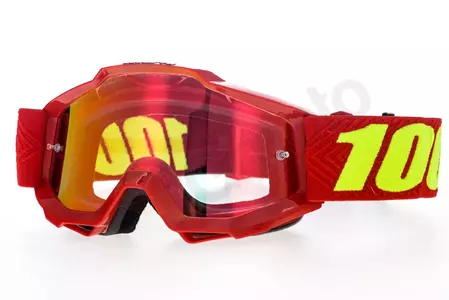 Gafas de moto 100% Porcentaje modelo Accuri Jr Youth niños Saarinen color rojo cristal rojo espejo-1