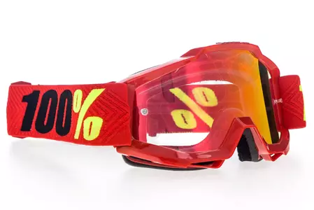 Gogle motocyklowe 100% Procent model Accuri Jr Youth dziecięce Saarinen kolor czerwony szybka czerwone lustro-3