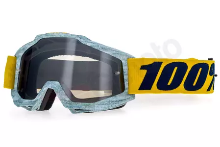 Gafas de moto 100% Percent modelo Accuri Athleto color blanco/amarillo cristal plata espejo (cristal transparente adicional)-1