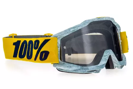 Gafas de moto 100% Percent modelo Accuri Athleto color blanco/amarillo cristal plata espejo (cristal transparente adicional)-3