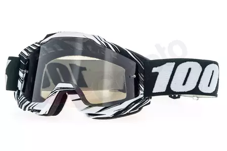 Gafas de moto 100% Percent modelo Accuri Bali color blanco/negro cristal plata espejo-1