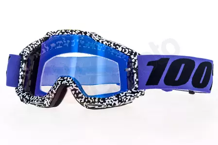 Gafas de moto 100% Percent modelo Accuri Brentwood color negro/blanco cristal azul espejo (cristal transparente adicional)-1