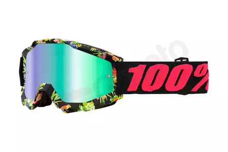 Gafas de moto 100% Porcentaje modelo Accuri Chapter 11 color negro/rojo/verde cristal verde espejo (cristal transparente adicional)-1