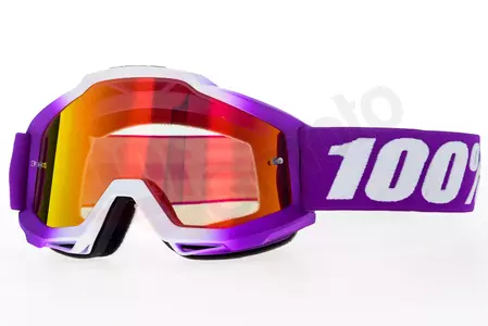 Gafas de moto 100% Porcentaje modelo Accuri Framboise color Violeta/blanco cristal rojo espejo (cristal transparente adicional)-1