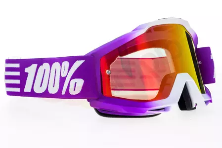 Gafas de moto 100% Porcentaje modelo Accuri Framboise color Violeta/blanco cristal rojo espejo (cristal transparente adicional)-3