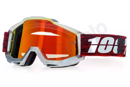 Gafas de moto 100% Porcentaje modelo Accuri Graham color blanco/granate rojo cristal espejo (cristal transparente adicional)-1