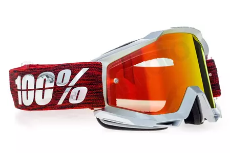Gafas de moto 100% Porcentaje modelo Accuri Graham color blanco/granate rojo cristal espejo (cristal transparente adicional)-3